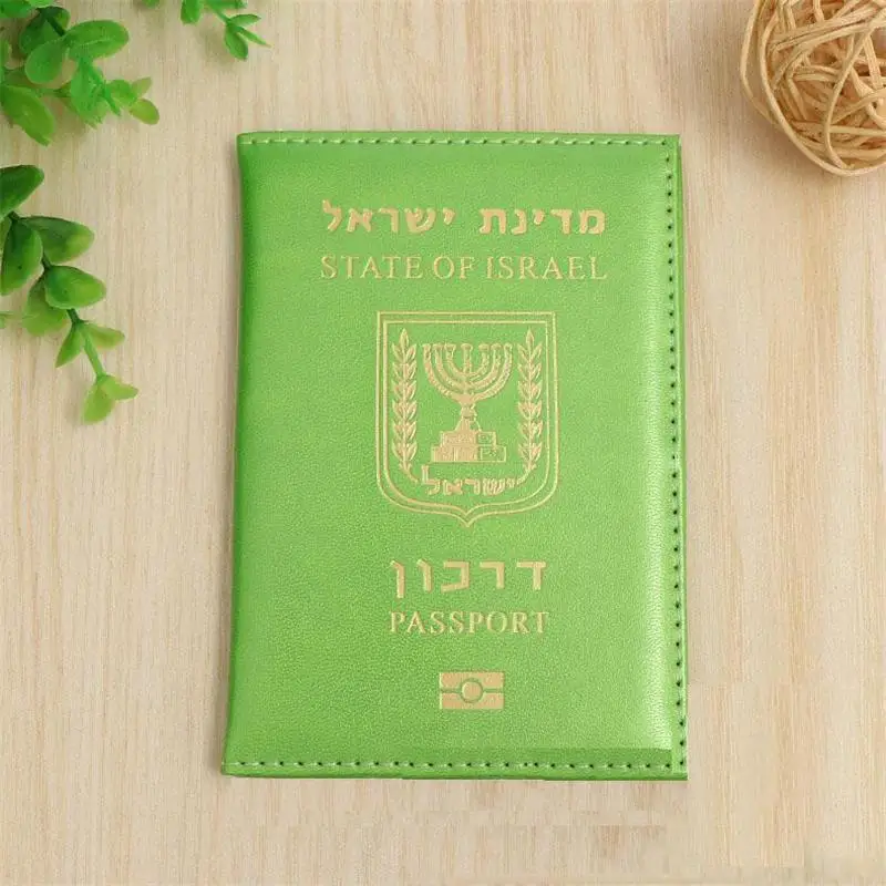 Израиль заграничного паспорта крышка протектор чехол в деловом стиле, для паспорта держатель для документов органайзера чехол для Израиля открываются слева направо - Цвет: Green