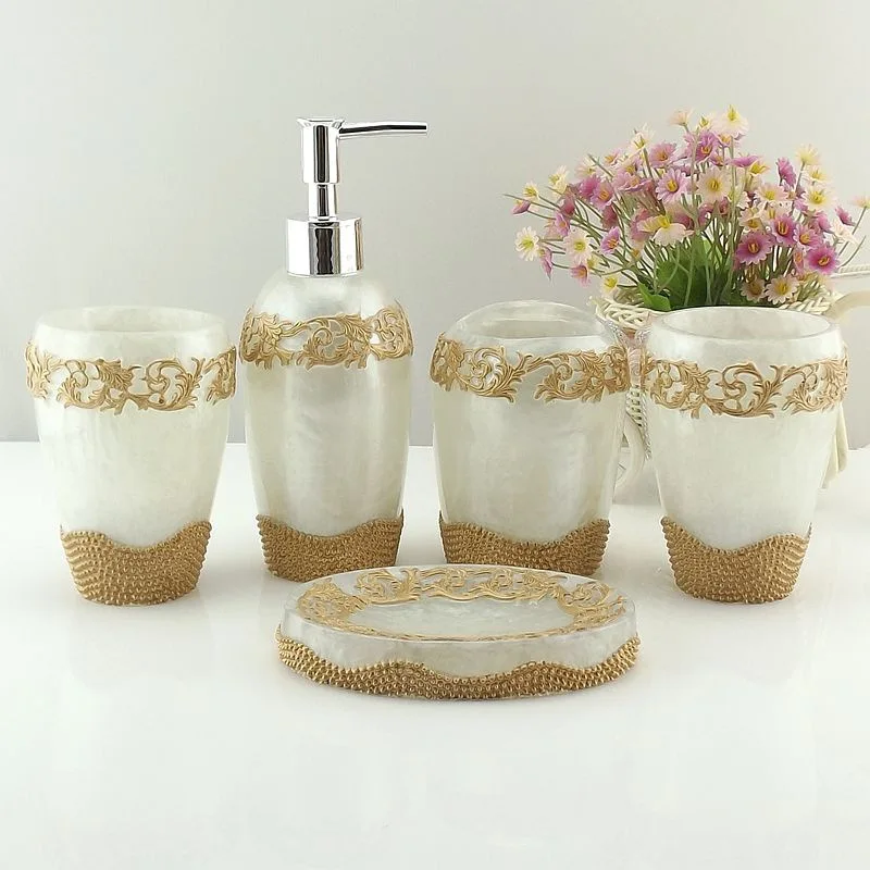 Дозатор мыла для ванной комнаты Аксессуары для ванной комнаты пять наборов керамические изделия набор banheiro Salle de bain принадлежности для мытья - Цвет: D