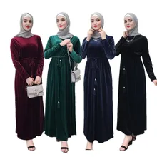 Хиджаб для мусульманок, платье из бархата, Абая, марокканский Дубай, Турция, кафтан, Турецкая мусульманская одежда, бандажный Халат