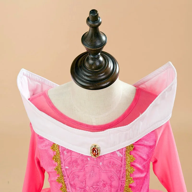 Розовое платье принцессы Авроры для девочек, детское летнее карнавальное платье Спящей красавицы, карнавальный костюм Эльзы, вечерние платья принцессы