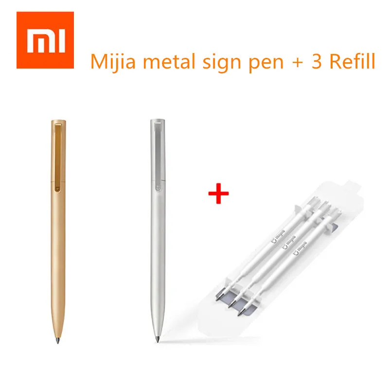 

2018 Original Xiaomi Mijia Metal Sign Pen 9.5mm Signing Pen PREMEC Smooth Switzerland Black Refill Gold/Silver Black blue ink