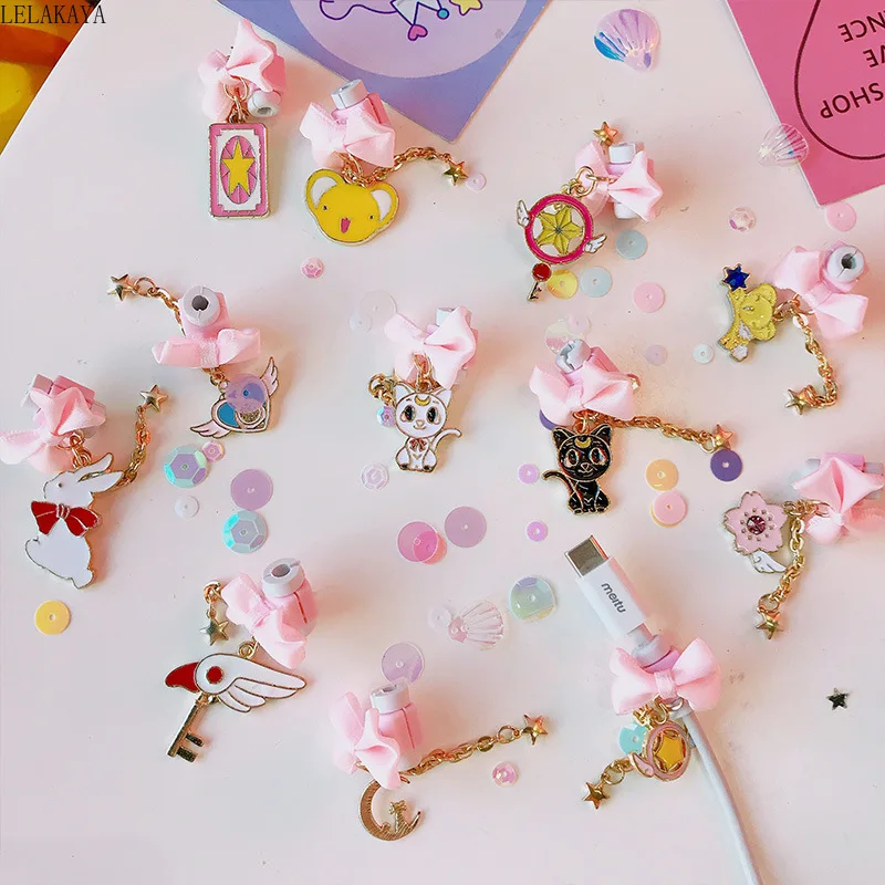 

Card Captor Sakura Anime Action Figure Printed USB Data Cable Line Protector Earphone Line Protective Case Wire Mini Cover Doll