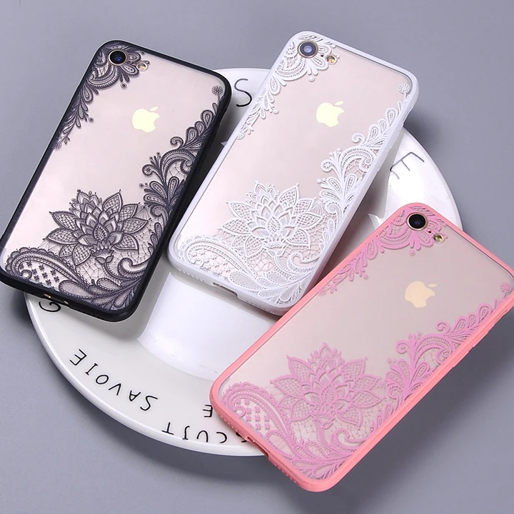 Sexy Fashion Lace Floral Paisley Henna Mandala Wedding Dress Clear Phone Case Fundas For iPhone 7