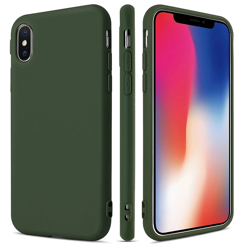 For iPhone 7 7Plus Fashion Simple Army Green TPU Silicon Case For