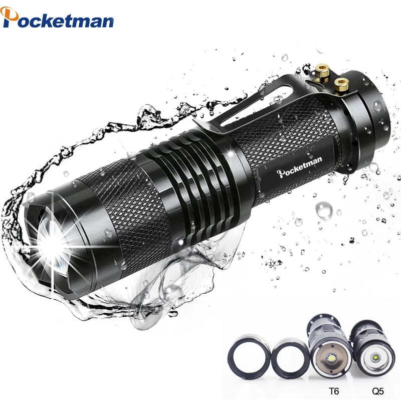 

4000LM Mini LED Flashlight Q5 T6 LED Torch Adjustable Focus Zoom Flash Light Lamp use 14500 and 18650 battery Camping z50