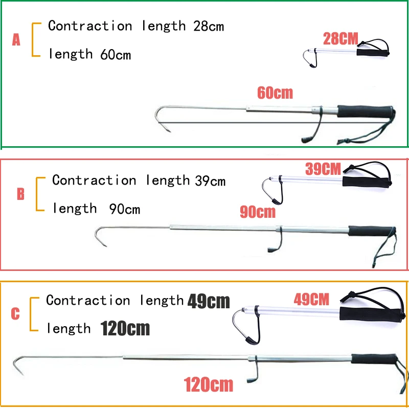 1,2 м 0,9 м из нержавеющей стали выдвижной строгальный крючок рыболовные крючки ледовый катер рыболовный крючок вилка контроль рыбы гарпун рыболовный инструмент