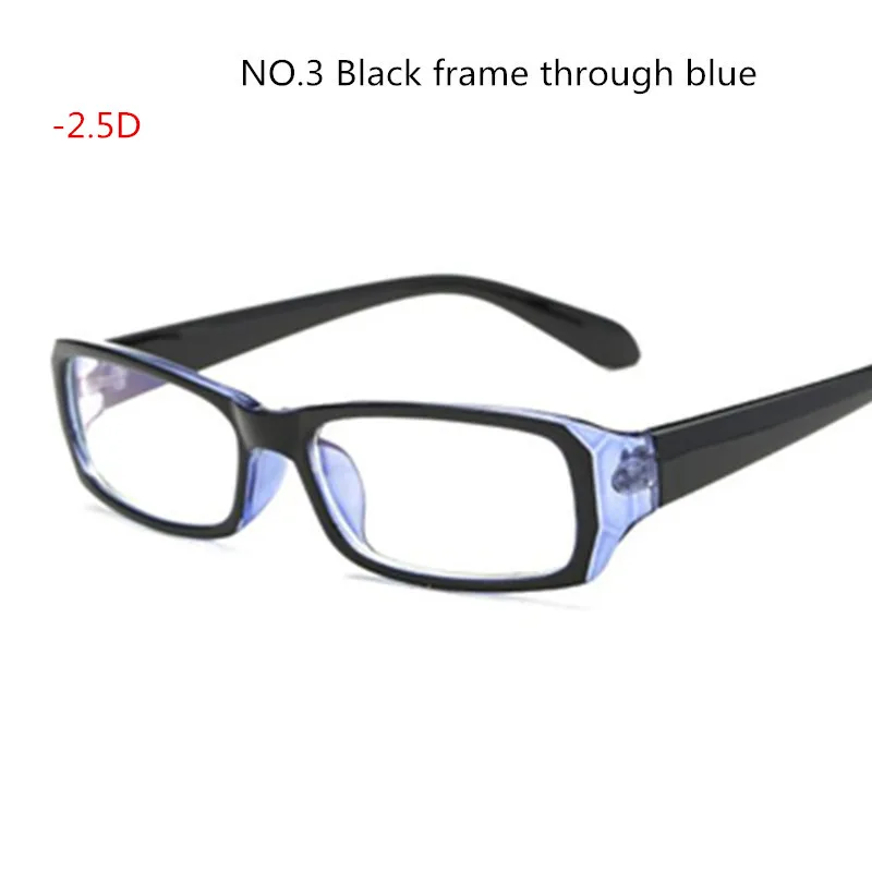 3 цвета-1,0~-6,0 готовые очки для близорукости с градусом, женские и мужские короткие очки для коррекции зрения, оправа с диоптриями, прицельным рецептом - Цвет оправы: BLUE Myopia-250