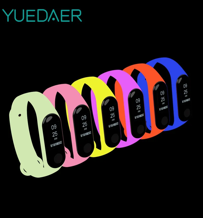 

YUEDAER Luminous wrist strap For Xiaomi Mi Band 3 replacement wristband bracelet silicone straps for mi band 3 smart watch band