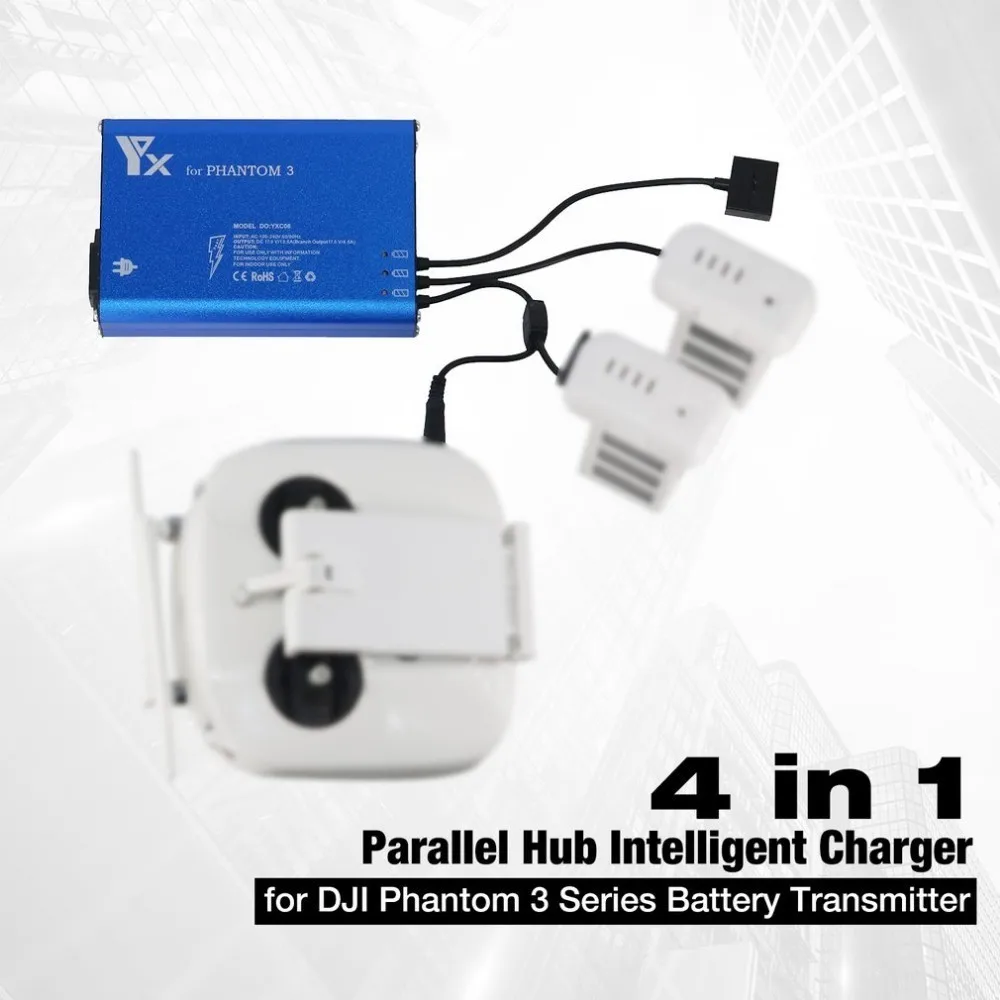 

4 in 1 Parallel Power Hub Intelligent Battery Transmitter Charger for DJI Phantom 3 Standard Professional Advanced SE RC Drone