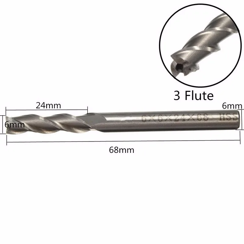 1 шт. удлиненная 6 мм 3 Флейта HSS и алюминиевая Концевая фреза с ЧПУ Бит Расширенный
