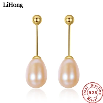 

100% 925 Sterling Silver Earrings Natural Pearl 14K Gold Earrings Women's Glamour Jewelry Wholesale
