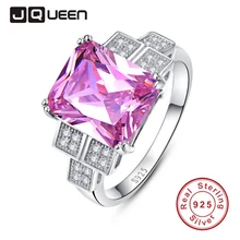 Jqueen banda de boda de lujo 925 plata de la joyería cubic zirconia topacio rosa de la boda y anillos de compromiso s 6-9 nuevos anillos 2016