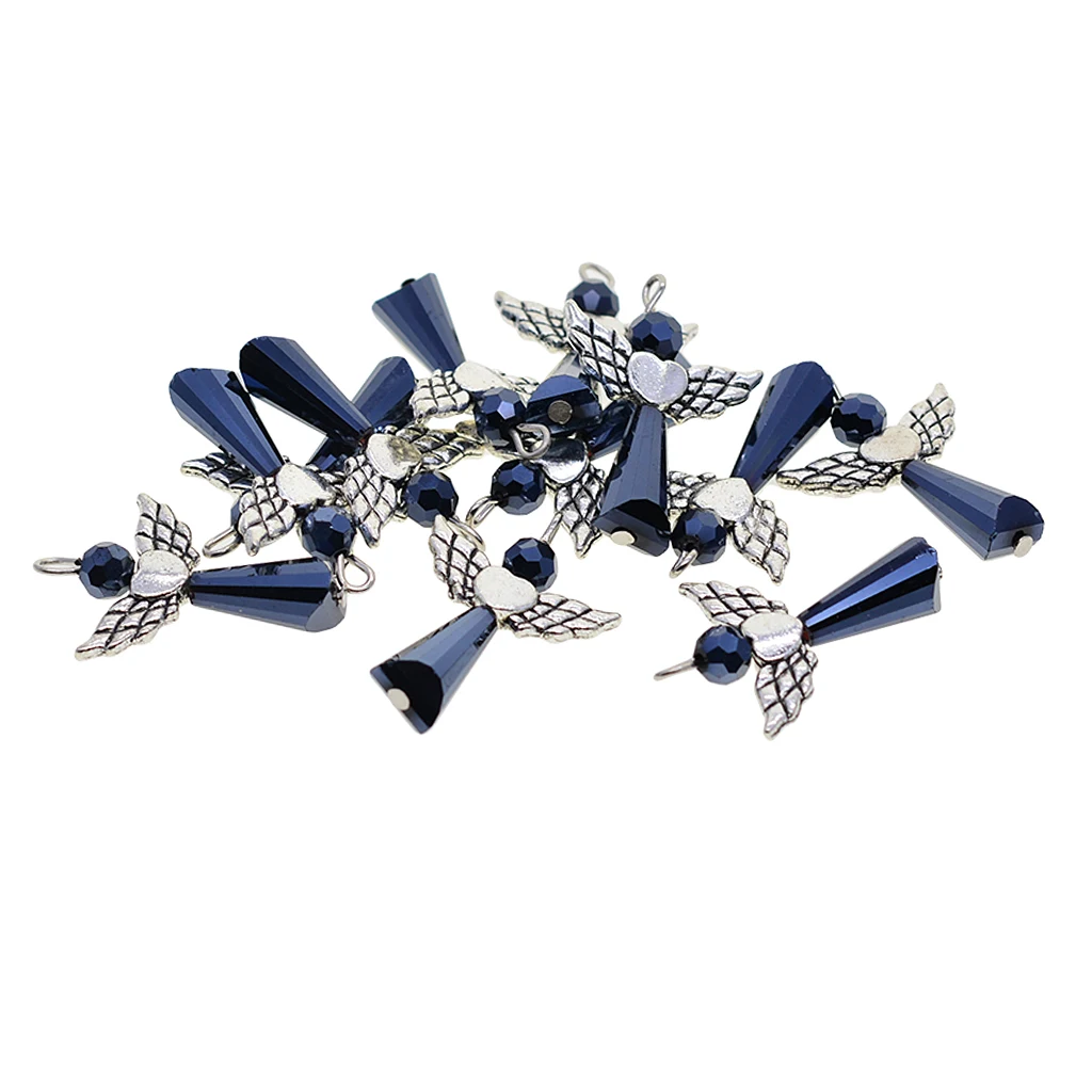 12pcs Alloy Acrylic Handcrafts Angel Charms Pendant Ornaments Fashion Jewelry bracelets necklaces DIY Crafts  for Kids Gifts 