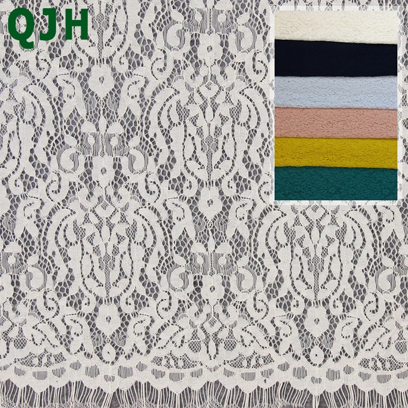 

Hot sale ! Five color style of original French lace fabrics High-end Owl eyelash line lace Animal strand eyelash lace fabric