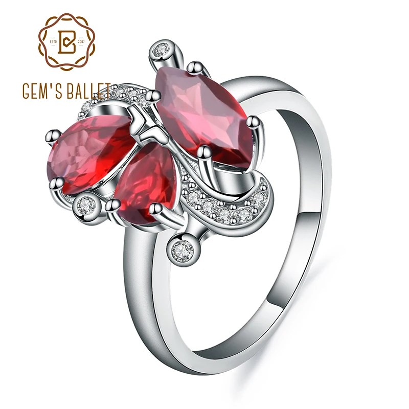 Gem's Ballet 3.15Ct Natural Red Garnet Gemstone Flower Rings 925 Sterling Silver Ring Fine Jewelry For Women Drop Shipping Gem's Ballet 3.15Ct Natural Red Garnet Gemstone Flower Rings 925 Sterling Silver Ring Fine Jewelry For Women Drop Shipping