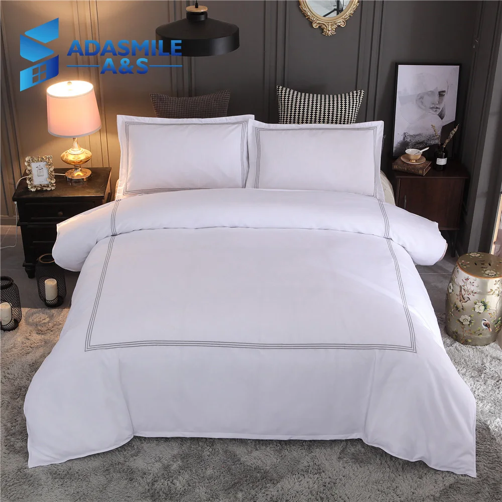 

European Brief White Guest Room Bed Linens Soft Comfortable Double Pillowcases Adults US Queen King Bedding Duvet Cover Set