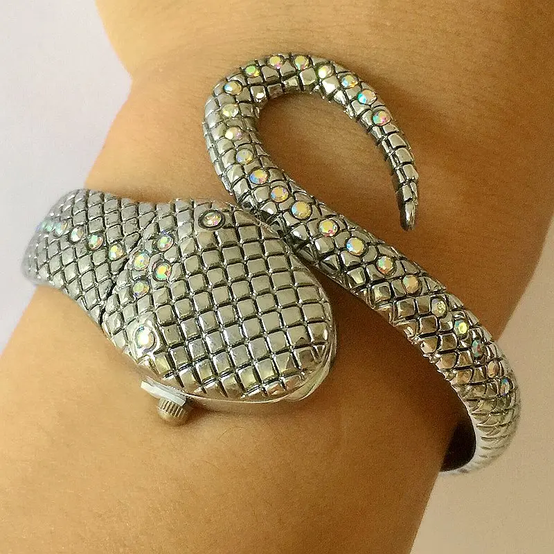 Новинка! Наручные часы со змеиным браслетом, женские модные часы-браслет, модные брендовые кварцевые часы для девочек, Religios Reloj Montre femme GD-022