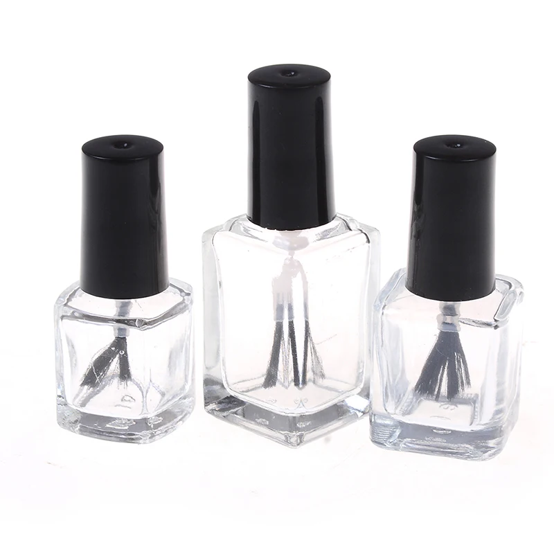 

1pc 5ml/10ml/15ml Transparent Glass Nail Polish Bottle Empty With Lid Brush Cosmetic Containers Nail Glass Bottles with Brush
