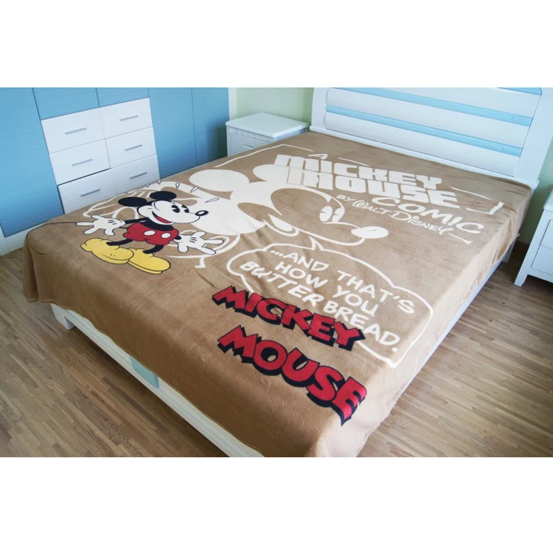 Коричневое Флисовое одеяло Disney с Микки Маусом зимнее удобное теплое для детей и