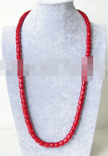 

Jewelr 004997 Excellent length 29" 10mm column red coral beads necklace