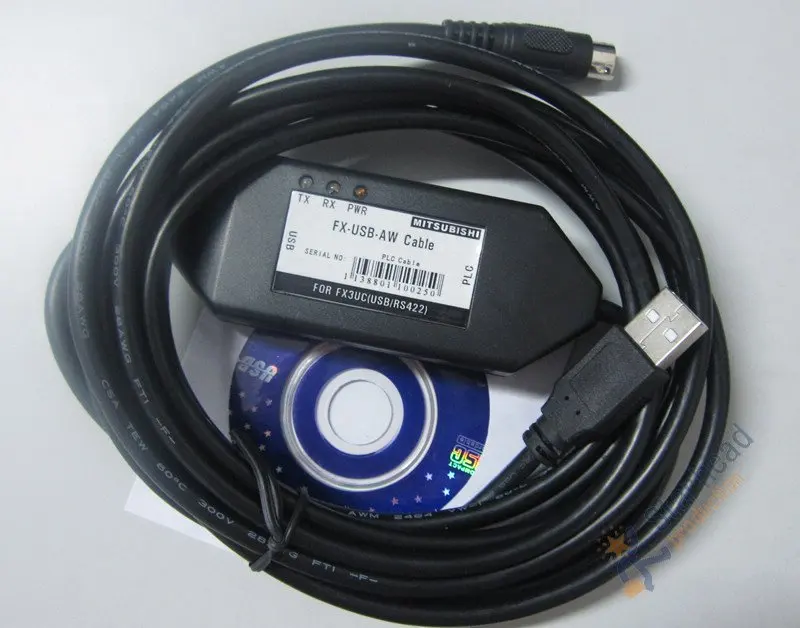 FX USB AW кабель программирования для Mitsubishi FX3U PLC USB/RS422 FXUSBAW Win7 Win10|cable for|cable mitsubishicable