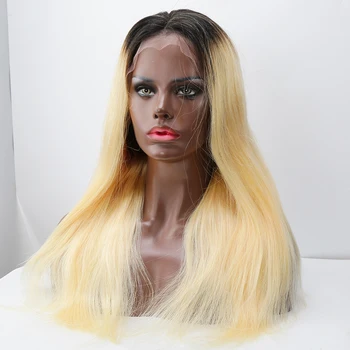 

T1B/613 Dark Roots Lace Front Human Hair Wigs Pre Plucked 150% Density Remy Blonde Lace Front Wig with Baby Hair Free Shipping