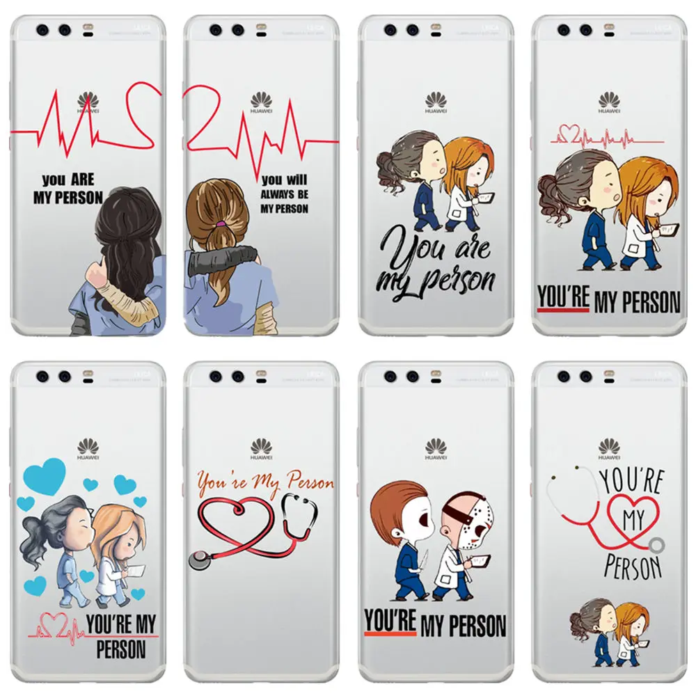 You're My Person For Fundas Greys Anatomy Мягкий ТПУ чехол для телефона Huawei P8 P9 P10 P20 Mate10 20Pro Lite|Сумки