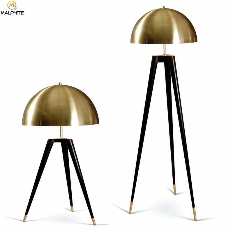 Nordic Tripod Table Lamp Modern Simple Bedroom Bedside Light Living Room Decor Gold Lampshade Home Lighting Luminaria | Лампы и