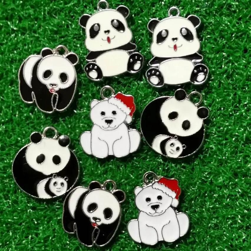 

Enamel Panda Pendant Charms For Jewelry Making Necklace Bracelets Keychain Fashion Charm Accessories 4pcs