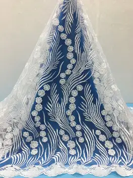 

Latest White African Laces Fabrics Embroidered African French Lace Fabric Cheap African French Net tulle Lace Fabric