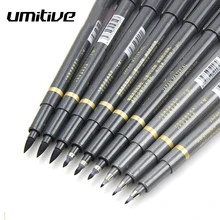 Umitive, 3 размера, черная чернильная ручка для каллиграфии, для начинающих, для письма, подпись, перезаправляемый с кисточкой, маркеры, канцелярские принадлежности