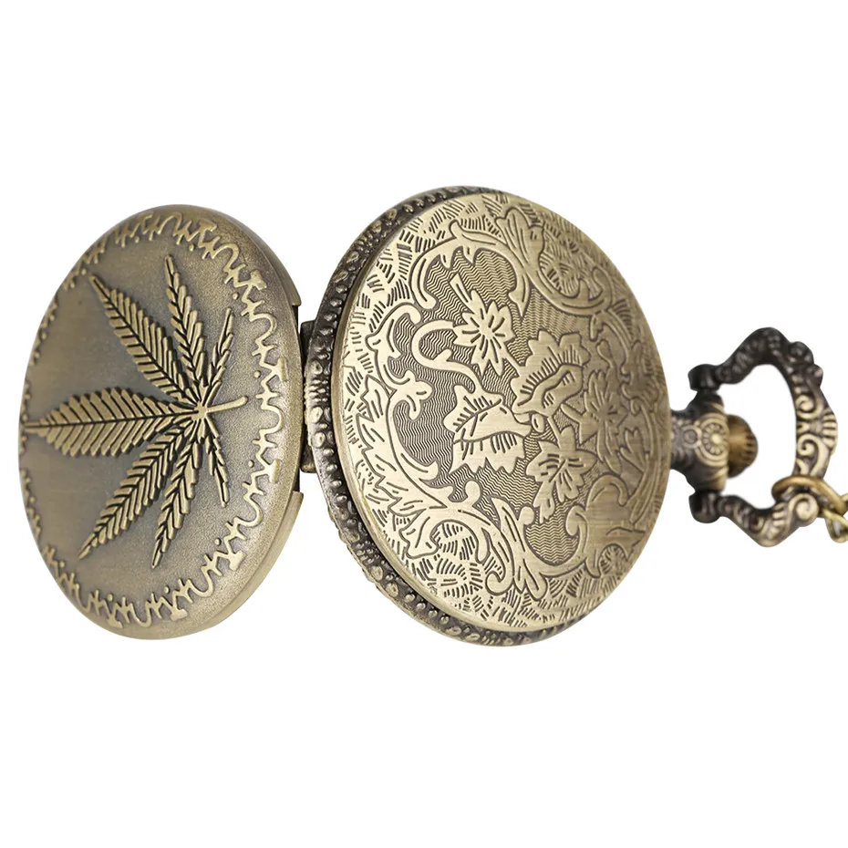 Античная бронза Дисплей Лист Полный Охотник кулон кварцевые карманные часы классические арабские цифры винтажные часы Подарки для мужчин и женщин reloj