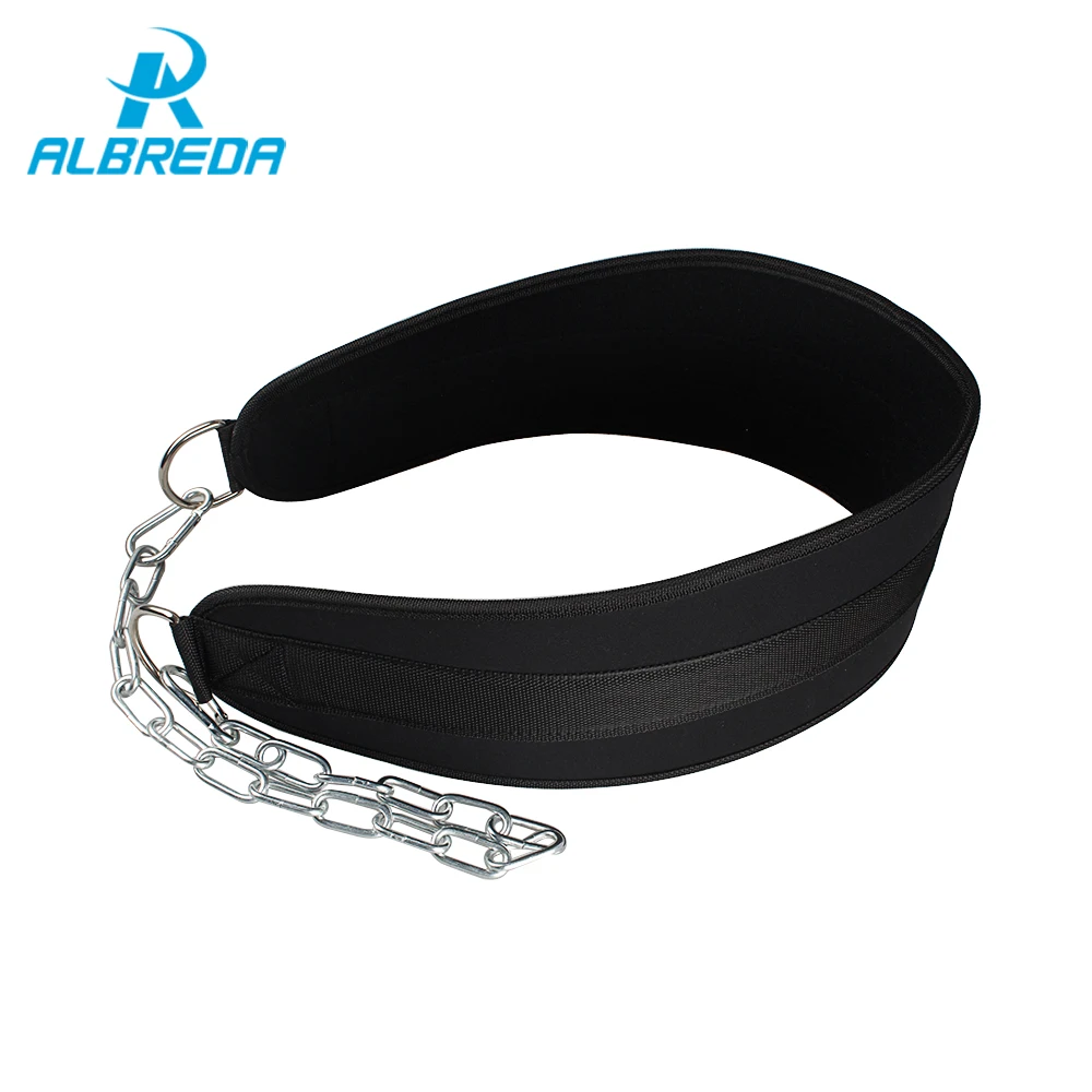 

ALBREDA New Fitness Equipments Drop Shipping Dip Belt Weight Lifting Body Waist Strength Training Power Building Chains Pull Up
