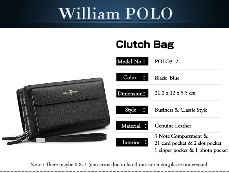Men Clutch Bag Wallet Leather Strap Flap Clutches with 21 Card Holder Elegant Handy Wallet For Male 312