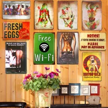 Металлическая Оловянная табличка Pin Up Girl Wi-Fi Дом Офис Гостиная Бар Ресторан кофе кафе наклейки на стену Декор