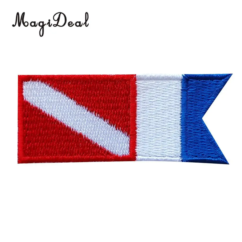 Dive Diver Down Flag Alpha Flag Patch Patches Backpack Badge Iron On Embroidered Applique Underwater Scuba Diving Souvenir