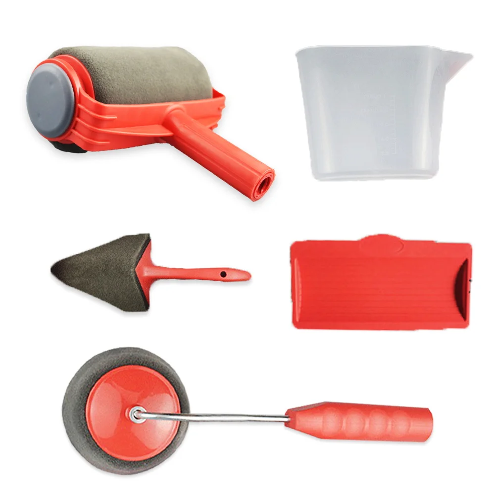 

5Pcs Paint Roller Racer Red DIY Multifunctional Household Paint Runner Pro Painting Brush for Wall Decoration with Seam