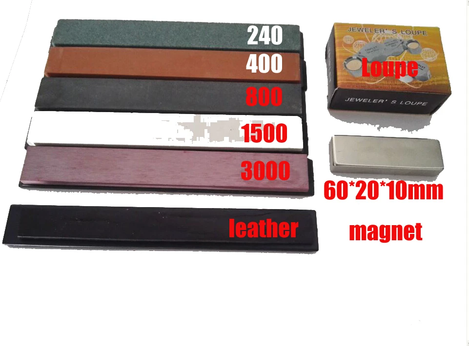 

NO 3 Apex sharpener new edit whetstone set with leather + loupe+magnet 60*20*10mm