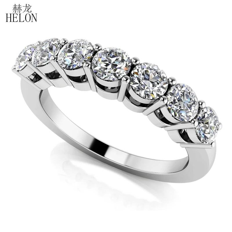 HELON 925 пробы серебряное кольцо с муассанитами 0.7CT цвет gh обручальное кольцо тест положительный муассаниты группа бриллиантовые свадебные ювелирные изделия