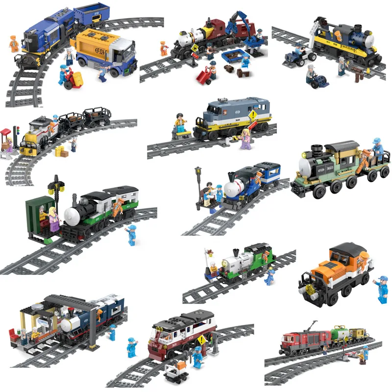 

City Train Track Series Gallop Intercity Rail Train Model Building Blocks Compatible Legoings Technic Block Bricks Toys for Kid