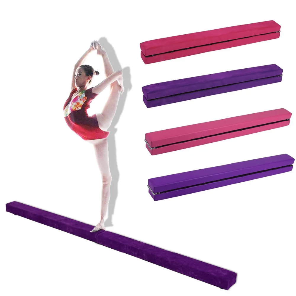 

2.1M 2.4M Suede Folding Gymnastics Balance Beam Hard Wearing Home Gym Training Sports Equipment Designed For Gymnasts