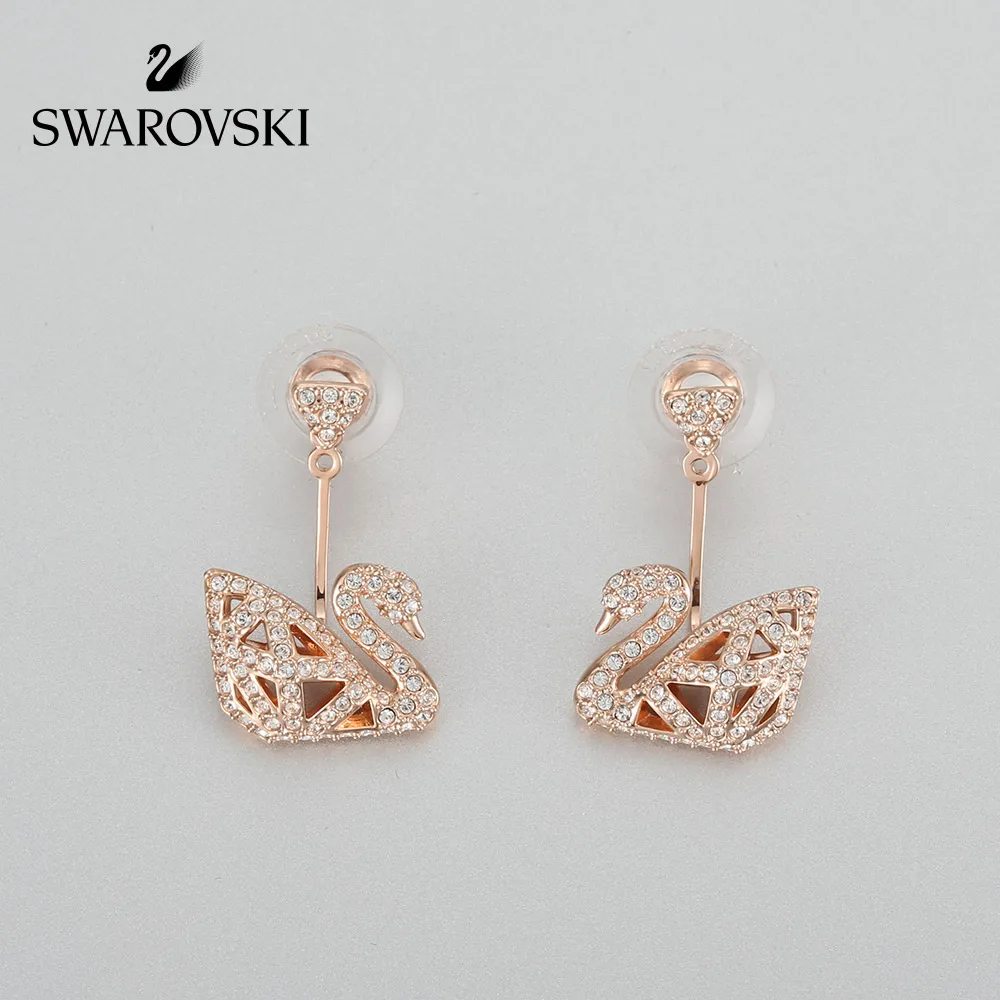 

Original Genuine Swarovski FACET SWAN Double-sided hollowed-out swan drop earrings womens crystal earrings 5358058