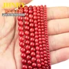 JHNBY AAA Coral rojo cuentas de piedra Natural/3/4/5/6/7mm bolas suelta perlas pulsera de la joyería de pendientes accesorios DIY ► Foto 3/6