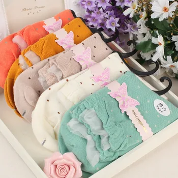 

ZDL-270 Dot Lace Jacquard Harajuku Cotton Lovely Dot Style Casual Women Sox Korean Version Socks 10 pairs