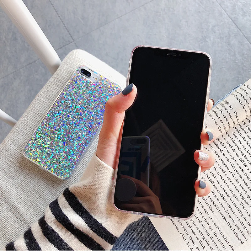 Блестящий милый чехол с блестками для Apple iPhone X XS MAX XR 5 5S SE 6 S 7 Plus s 8 прозрачный