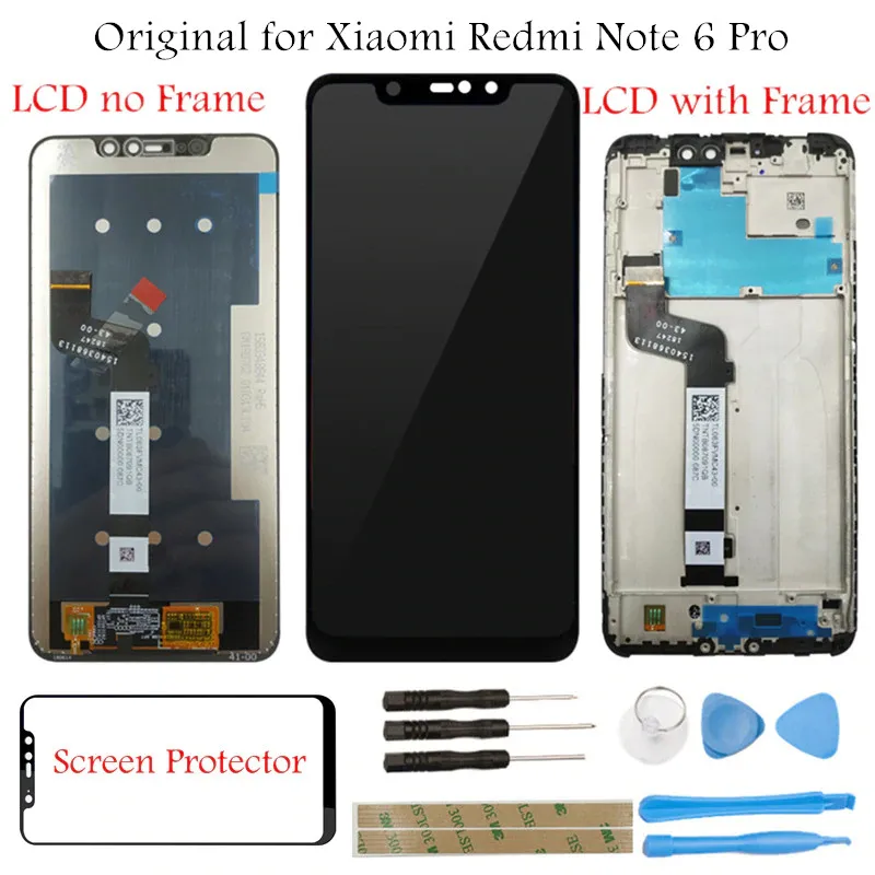 

LCD Display for Xiaomi Redmi Note 6 Pro Global LCD Display + Frame Screen Touch Assembly LCD Display Touch Screen Repair Parts