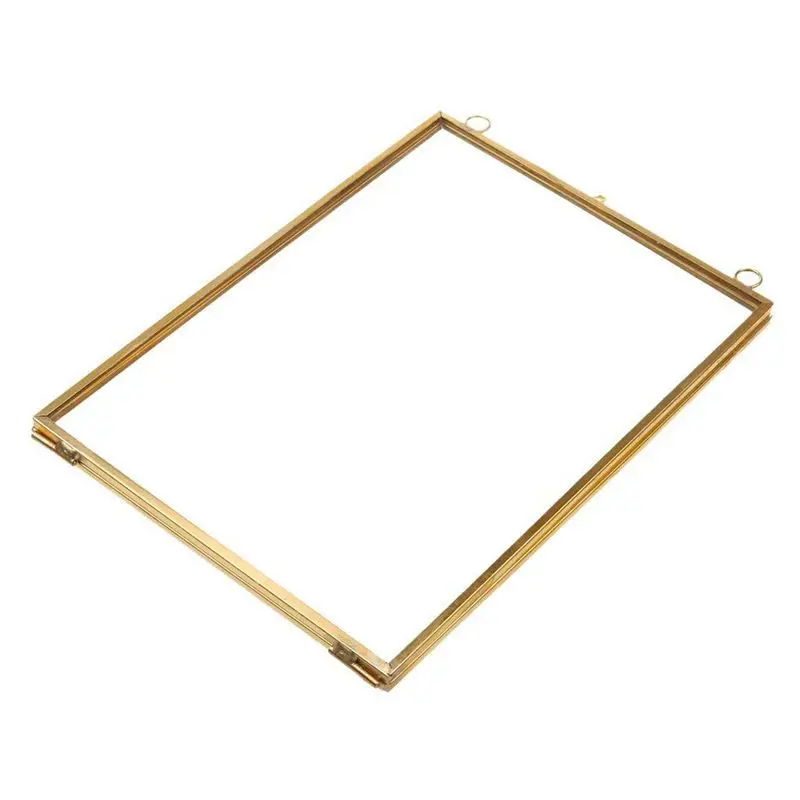 

Vintage Hanging Metal Photo Frame + Glass and 2 Glass Side gold + transparent