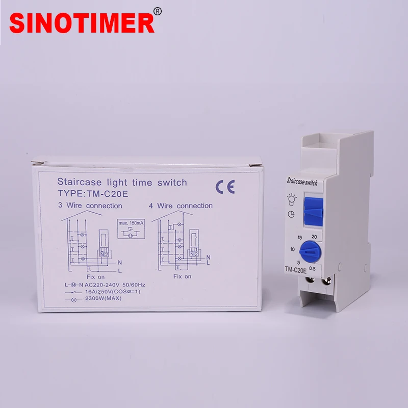 Timer Switch Programmable Timer Switch Time Switch 7 Minutes 20 Minutes 230VAC DIN Rail Staircase Time Switch for Staircase Lighting Controls