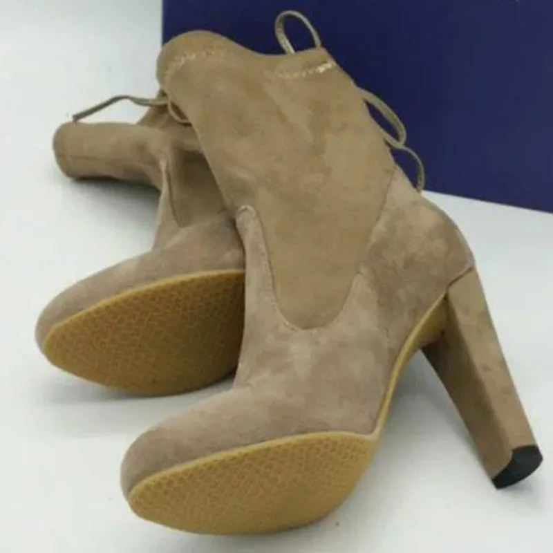 Gamuza Botas Cuadrado Montar Alto 2018 negro Dedo gris Laijianjinxia Las Mujeres Llegadas Pie Cuero Grueso Tacón Chico Tobillo Tinto Del Encaje De Nuevas Khaki vino PAOYOqnz