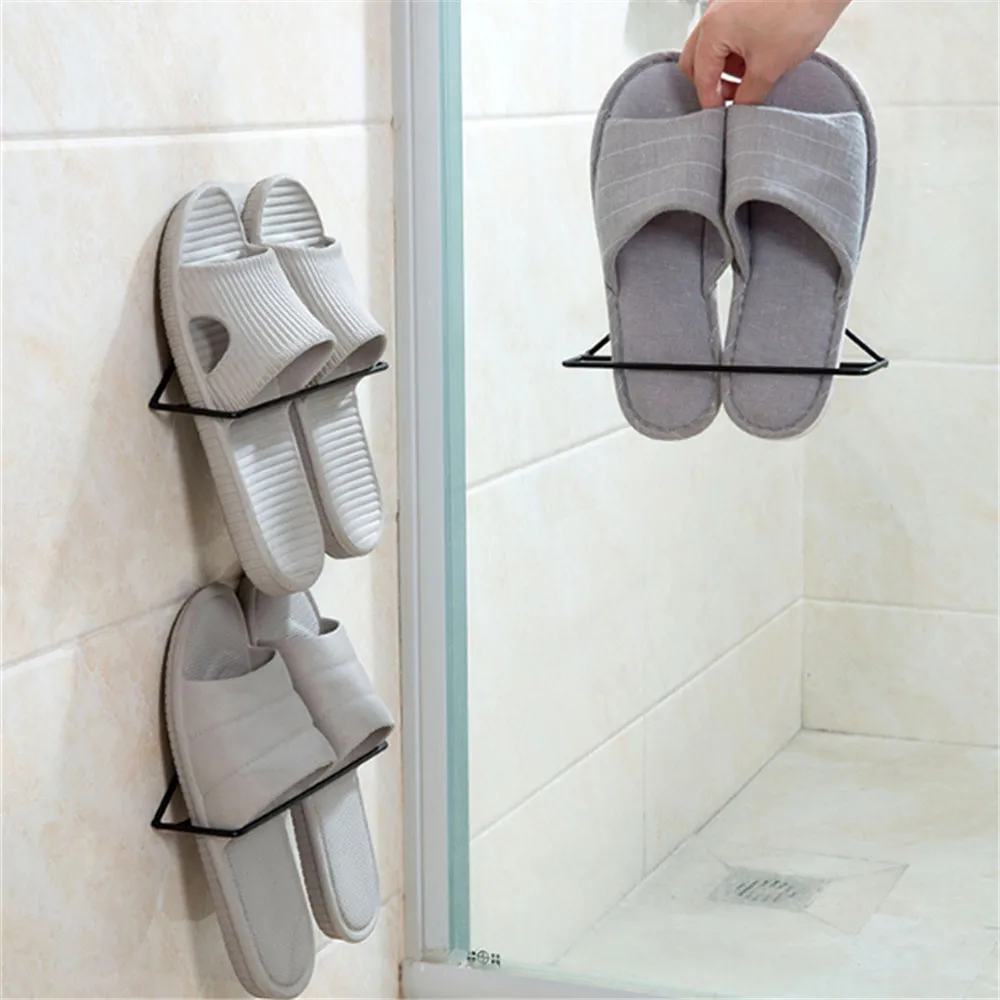 

Home Shoe Shelf Iron Wall Mounted Shoes Rack Stand Bathroom Over Door Hanger Organizer Hanging Shoe Storage Slipper Entryway